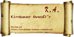 Kirnbauer Avenár névjegykártya